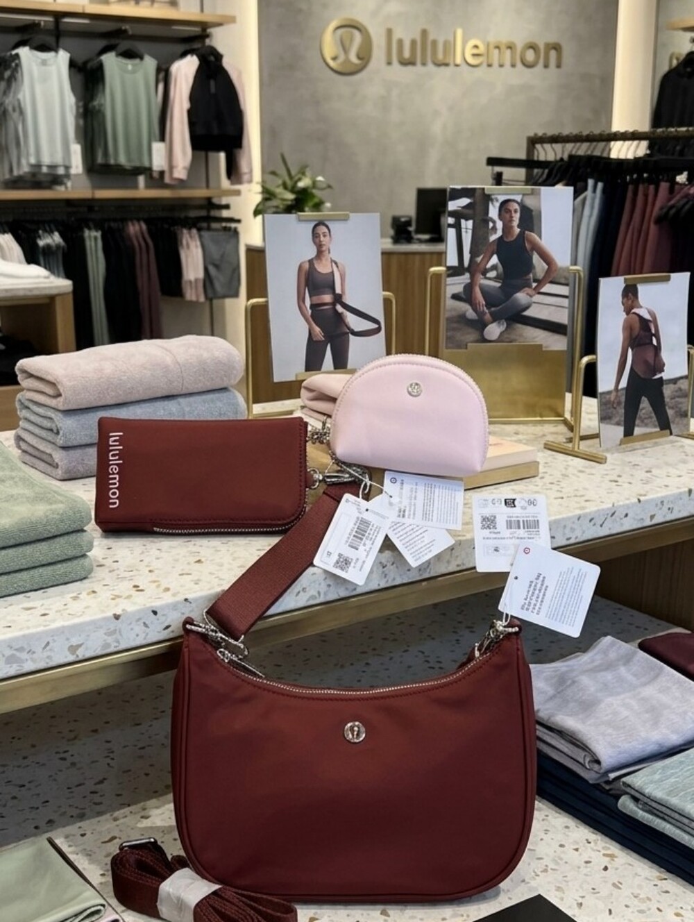 Lululemon City Essentials Cranberry Charm shoulder bag And Wallet Wristlet Set - Picture 11 of 11